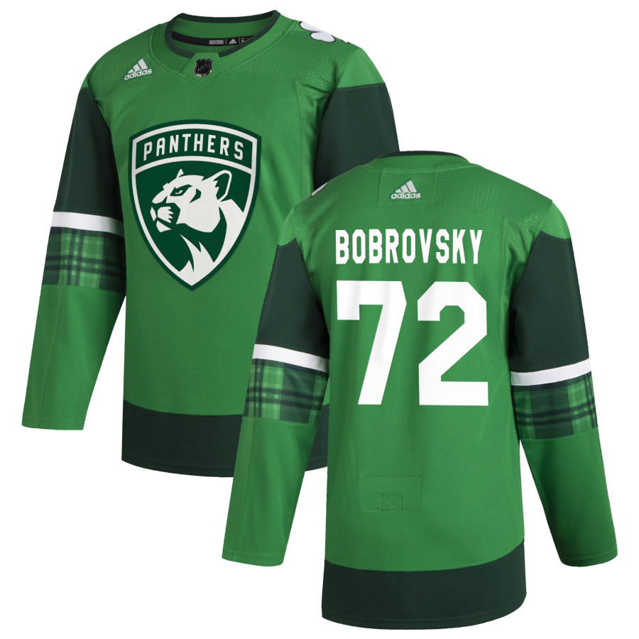 Florida Panthers #72 Sergei Bobrovsky Men Adidas 2020 St. Patrick Day Stitched NHL Jersey Green->minnesota wild->NHL Jersey
